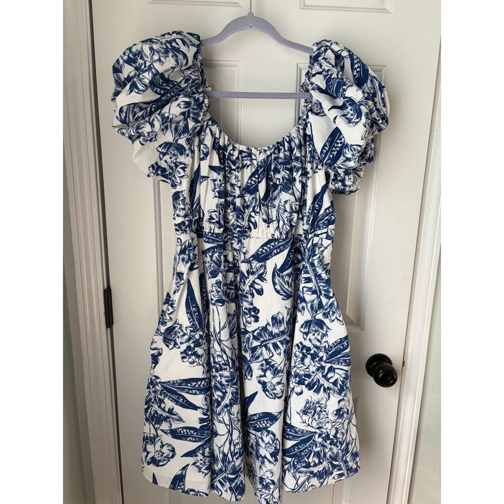 Abercrombie & Fitch Emerson Poplin Puff Sleeve Mini Dress Floral Size Large Tall